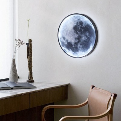 24W Wall-Mounted Fixture, 110V LED Moon Wall Lamp, 50cm(D) Dimmable Wall Light