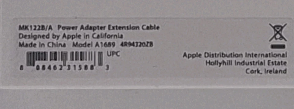 Authentic Apple Macbook Power Adapter Extension Cable 1.8m  MK122BA - Image 3 of 4
