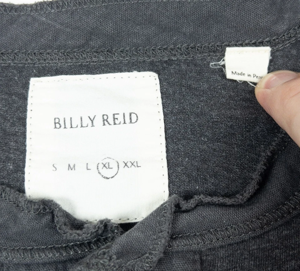 Camisa Billy Reid Henley Para Hombres XL Gris Carbón Manga Larga Mezcla de Algodón Moderna Foto 3 de 4