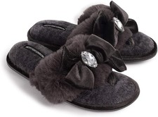 Pretty You London E1 Women's Slipper w/ Bow Diana Smoke - Choose Size