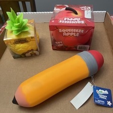 SunnyDays NEW Squishy  Set of 3 Pineapple, Apple and PencilSHIPS FAST