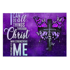 Butterfly Faith Purple Puzzle 120 Piece Custom Handmade Jigsaw Puzzle