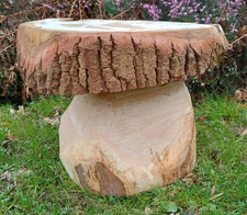 Unique chainsaw carved mushroom table large rustic oak wood garden/indoor table