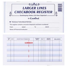 Larger Lines 20 Pack Checkbook Register, Check Registers for Personal