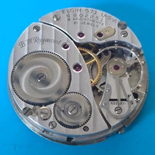 VINTAGE 16 SIZE ELGIN 21 JEWEL B.W RAYMOND POCKET WATCH PARTS GRADE 571 MODEL 20