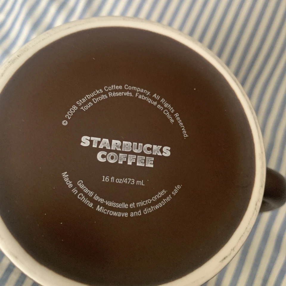 Starbucks marrón chocolate 16 oz. Taza de café taza de coleccionista 2008. ¡Nunca usado!!! Foto 2 de 4