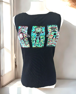 Sweaterworks M Black Beaded Sequin Tank Top Sleeveless Knit Party Shirt