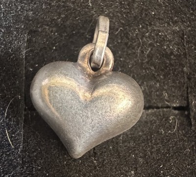 Vintage Forget Me Not Puffy 925 Sterling Silver Charm Pendant 1940s