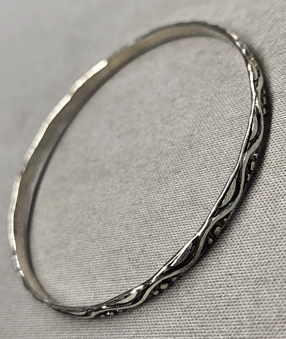 Sterling Silver 6.6g Wave Stackable Bangle Bracel… - image 2