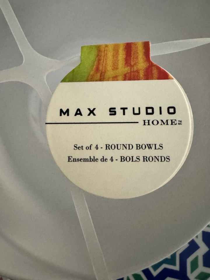 Max Studio Tableware. Set of 4 Dinner Plates & Bowls With Bonus 3 Wine  NWT! - Image 2 of 4