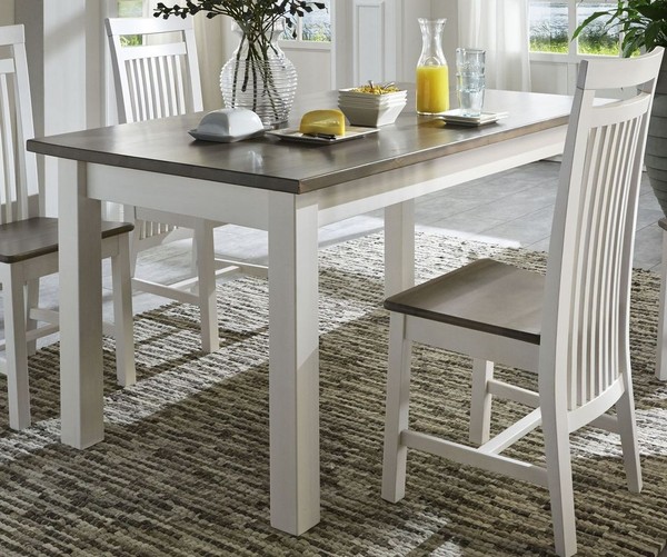 Esstisch 140X90 2Farbig Weiß Grau Holz Kiefer Massiv KüChentisch Esszimmer Tisch-image