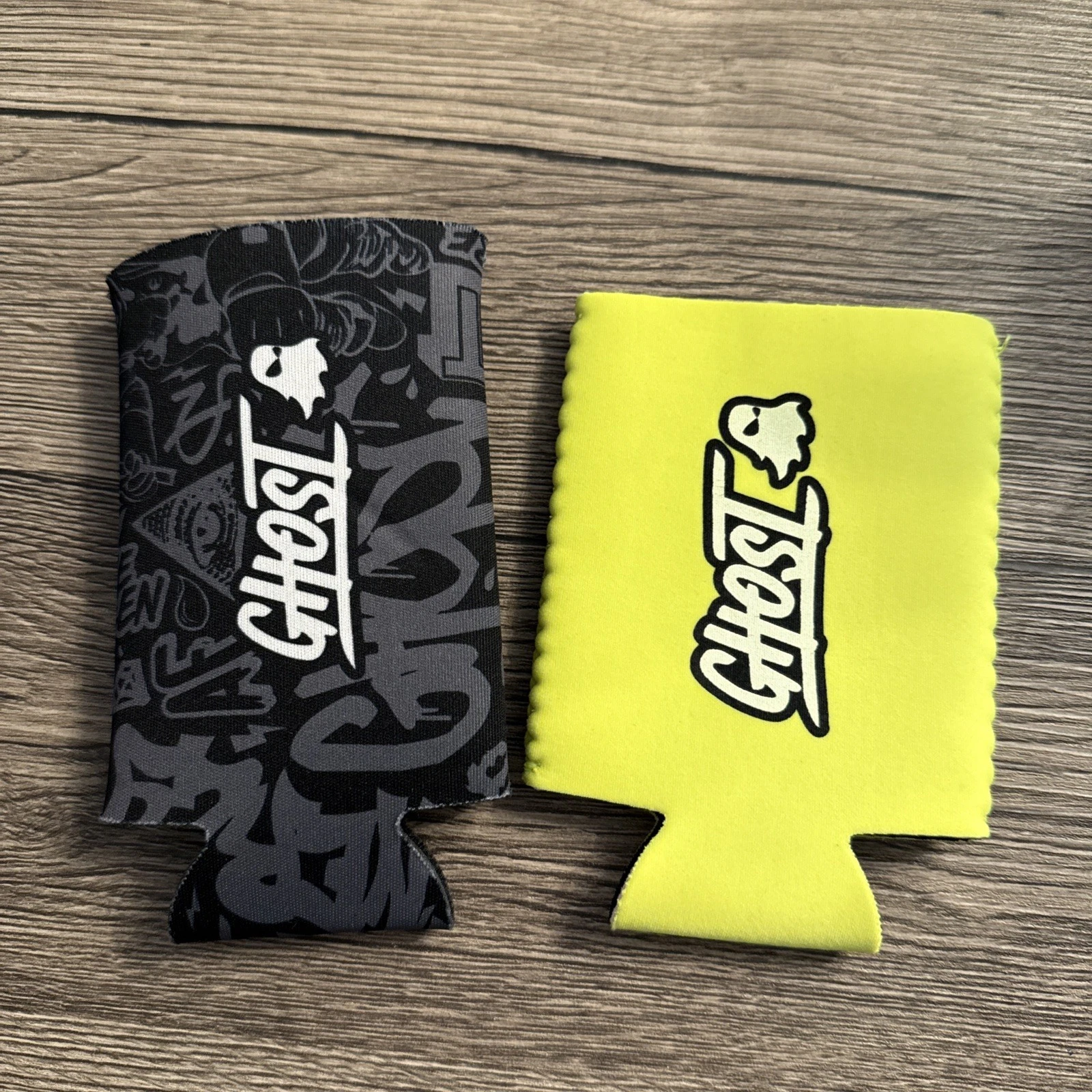 Ghost Lifestyle Can Cooler Coozie Neoprene Energy Drink Volt Yellow Graffiti
