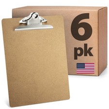 Recycled Wood Clipboards, 6 Inch Clip, 6 Pack Clipboards, Letter Size 9 x 12...