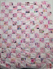 Handmade Patchwork Pink Floral Crib Quilt Multicolor Nursery Blanket