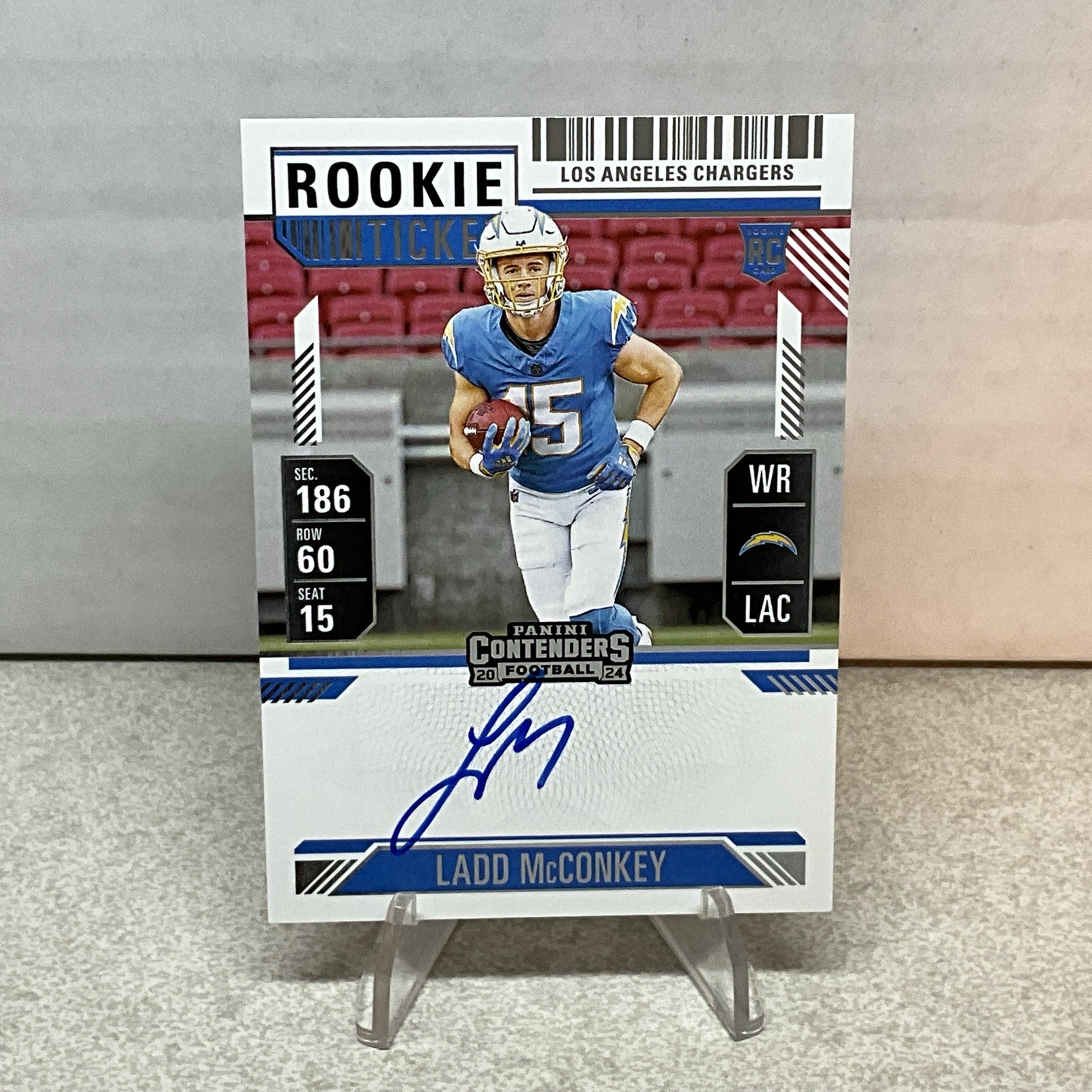 2024 Panini Contenders Ladd McConkey Rookie Ticket Auto On Card Chargers RC #110