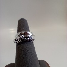 Sterling Silver Open Filigree Scroll  Band Crossover Design Wedding Ring Size 6