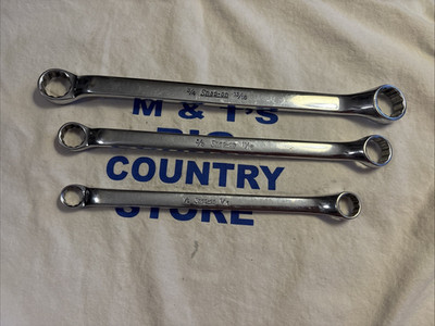 Snap-on USA 3pc 12pt Offset SAE Double Box End Wrenches XB1618 XB2022 XB2426