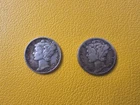 Lot Of 2 Mercury Dimes 1945-D 1945-P 90% Silver Circulated US Coins