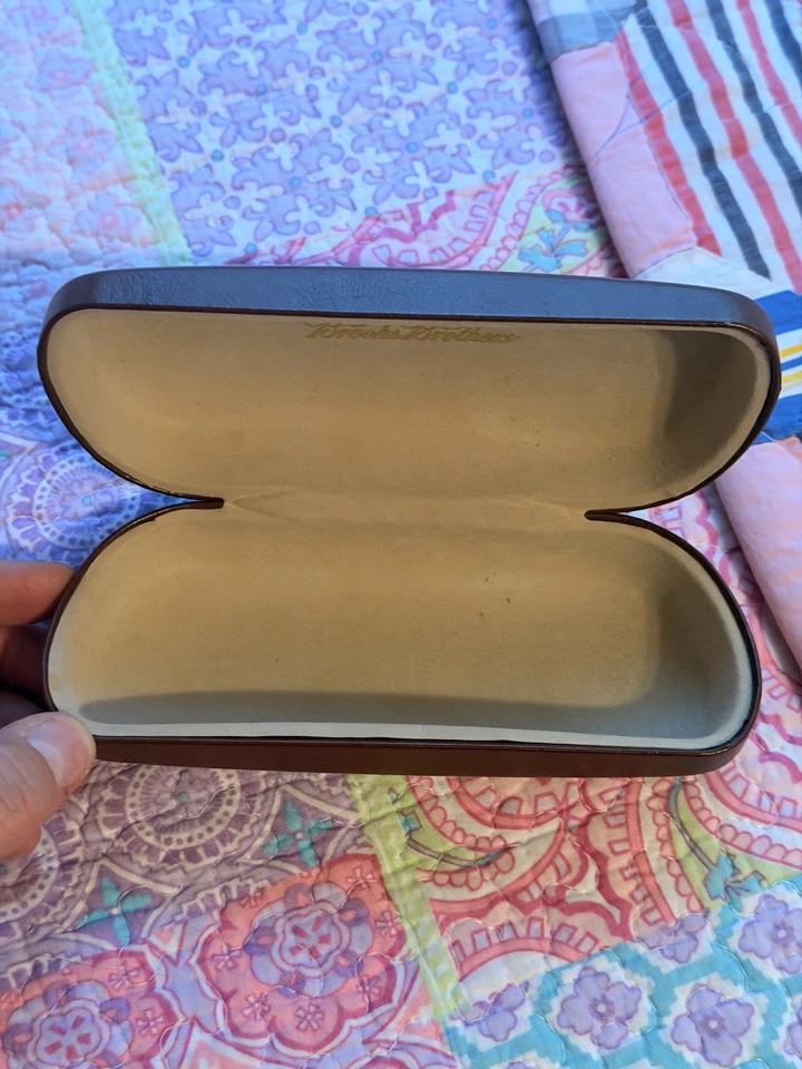 Estojo de transporte vintage Brooks Brothers Gold Script óculos concha marrom estado perfeito - Imagem 4 de 4