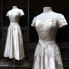 Vintage Wedding Dresses Champagne 1950s A Line Off Shouder Short Bridal Gowns