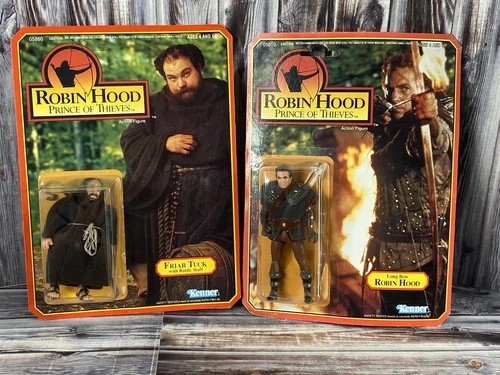 Vintage 1991 Kenner Robin Lot - Long Bow Kevin Costner & Friar Tuck -New on Card