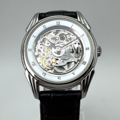 Epos Skeleton 4305WH Manual Winding Watch 27mm Leather Band Used