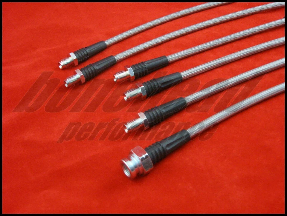 Líneas de freno trenzadas de acero inoxidable Techna-Fit para Datsun 280ZX 1981-1983 Foto 3 de 4