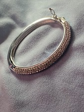 Fine Silver Plated Clear Crystal Bangle Child Size 2.5