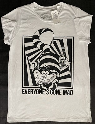 Women s Disney Alice In Wonderland Chesire Cat  Everyone s Gone Mad  Medium  Tee