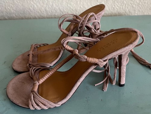 Isabel Marant Arja Brown Leather Suede Lace Up Sandal Heels Shoes 37 $990 - Picture 4 of 16