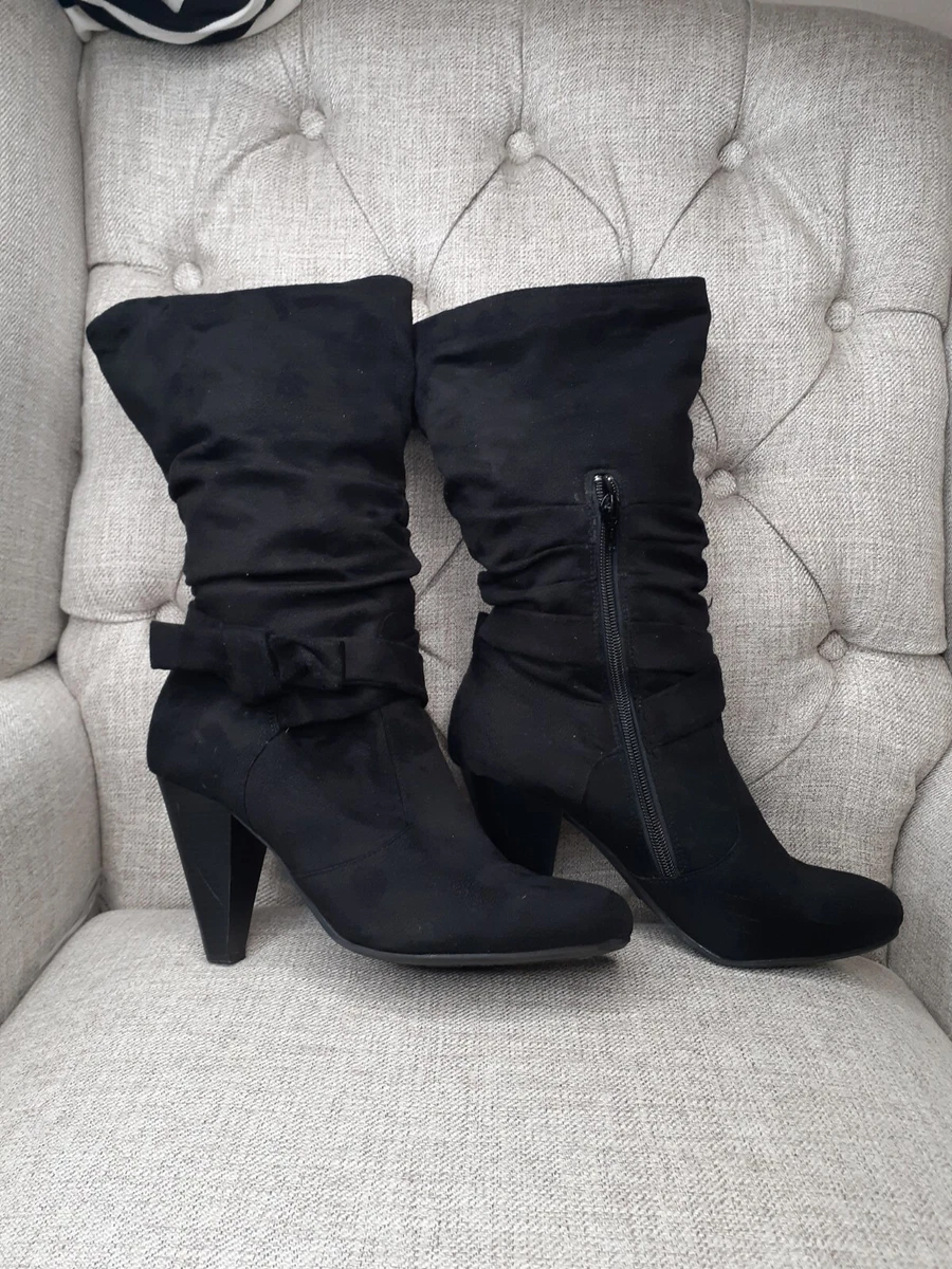 Black mid calf slouch cheap boots