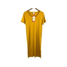 Jessica Simpson Womens Size Medium T Shirt Dress Short Sleeve  Yellow Midi