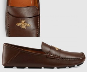gucci leather driver with bee