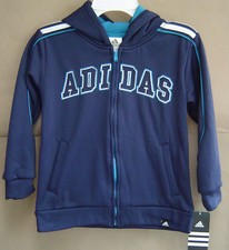 NWT 48 ADIDAS Boys 5 ZIPPER HOODIE Navy Teal Jacket