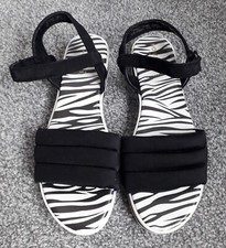NEW Monsoon - Size 6 - Black & White Zebra Sole Padded Fabric Sandals