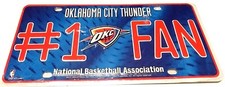 RARE NEW - #1 OCT FAN METAL LICENSE PLATE - OKLAHOMA CITY THUNDER NBA BASKETBALL