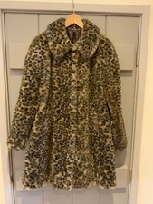King Louie Betty Ossie Leopard Faux Fur Coat Size 36/uk8