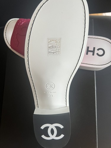 NEW! CHANEL 22S DARK PINK LEATHER CC MULES SANDALS SHOES 39 - Picture 6 of 10