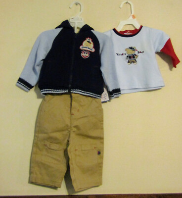 NANA'S PET VARSITY BEAR BOYS NEWBORN 6/9 MONTH BLUE SWEATER/TOP/PANTS NWT