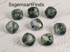 Natural moss agate Faceted cushion Shape Loose Gemstone For Making Jewelry
