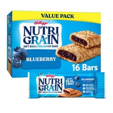 16 Count,Blueberry Chewy Soft Baked Breakfast Bars, Ready-to-Eat, Kids Snacks