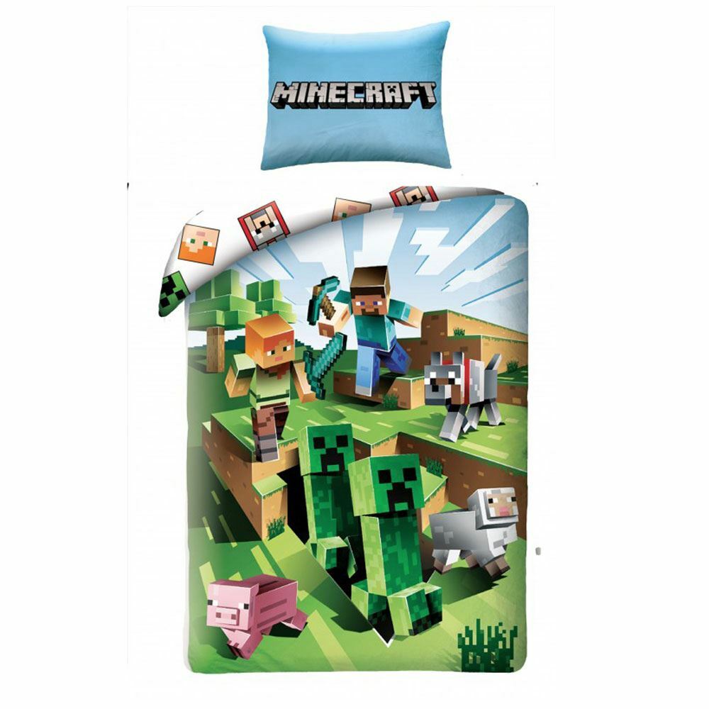 Minecraft Batalla Conjunto de Funda Nórdica Individual Algodón Europeo Oficial