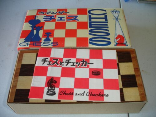 vintage Japan chess & checkers travel box