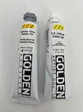Lot 2-GOLDEN Artist 1 Yellow Medium 1 Yellow Light Ser. 7 Acrylic Paint 2 oz