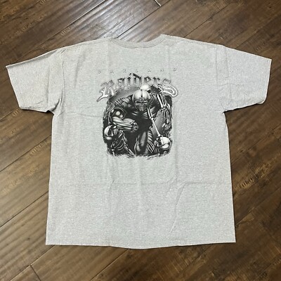 Vintage Oakland Raiders Nation Skull T Shirt Mens 2XL Gray NFL Football  Anvil
