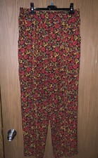 Vintage Leslie Fay Sportswear Wide Leg pants Sz 14 Floral High Rise Made In USA