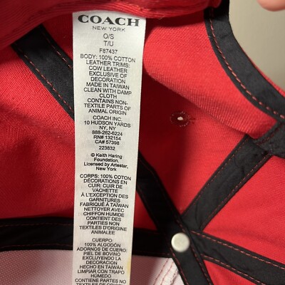 COACH x Keith Haring Collaboration Cap Baseball Red w/ Leather