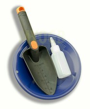 Gold Panning Kit 8" Blue Pan - Bottle Snuffer  Scoop - Mining Prospecting