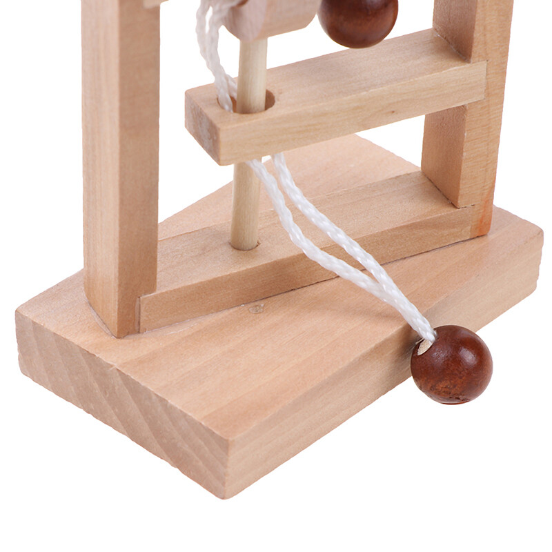 3D Wooden Rope Loop Puzzle IQ Mind String Brain teaser Game for Adults
