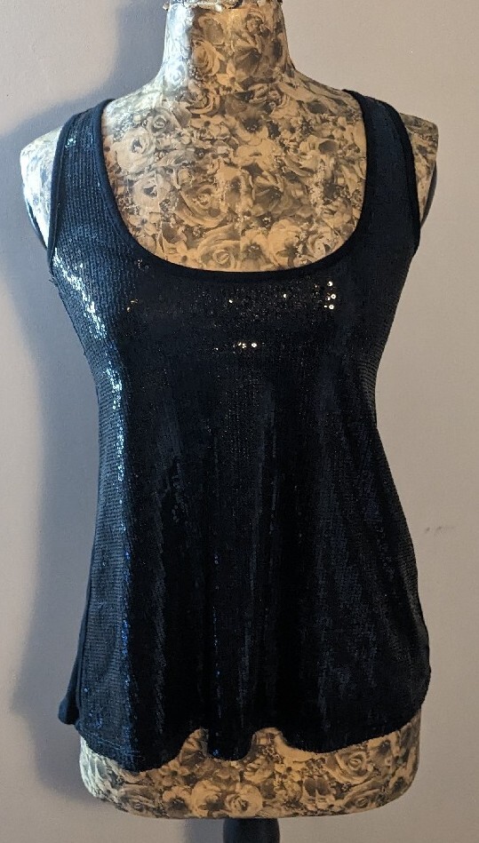 Rue 21 Black Sequin Front Tank Top, Small